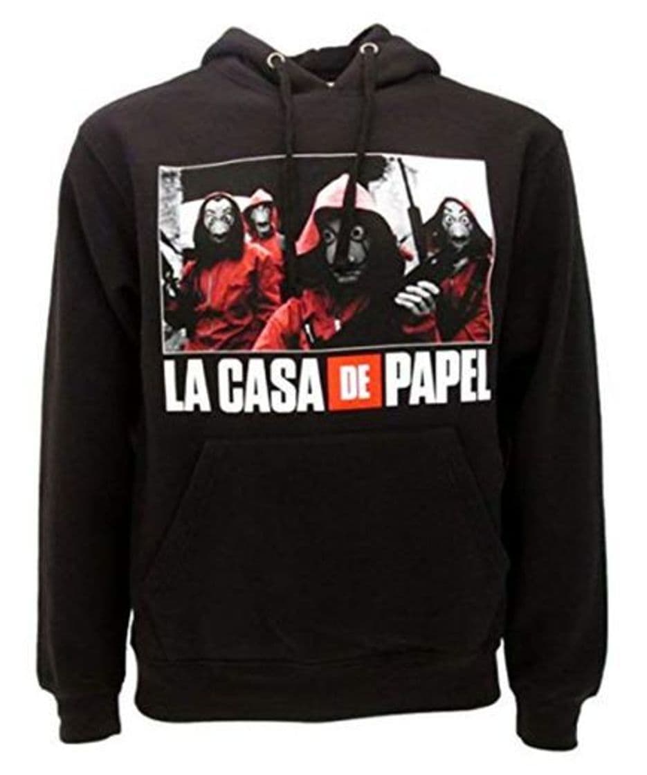 Fashion Casa de Papel Sudadera con Capucha Negra Foto y Logotipo Producto Oficial