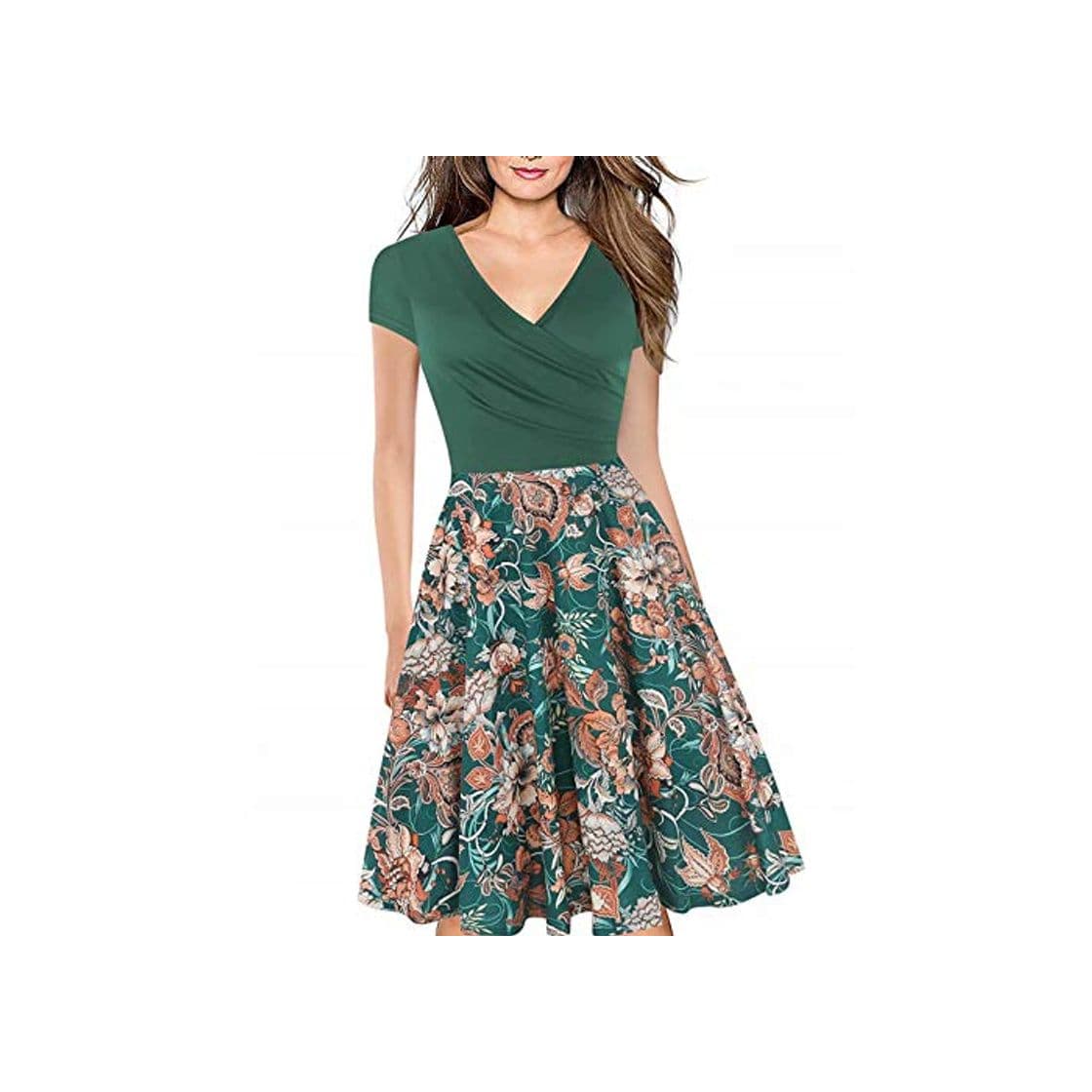 Fashion Women's Criss-Cross Necklines V-Neck Cap Sleeve Floral Casual Work Stretch Swing Summer