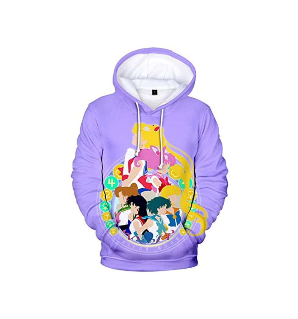 Moda Silver Basic Sudadera con Capucha de Sailor Moon para Hombre