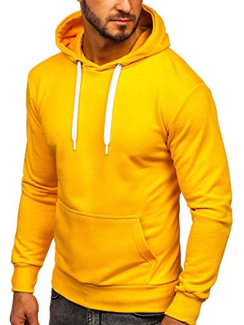 Product BOLF Hombre Sudadera Cerrada con Capucha Bolsillo Canguro 1004 Amarillo M [1A1]