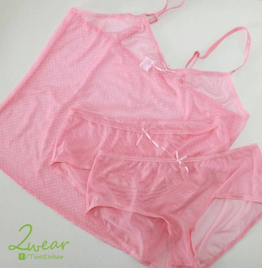 Producto Conjunto top+2boxers rosa transparente TAM L