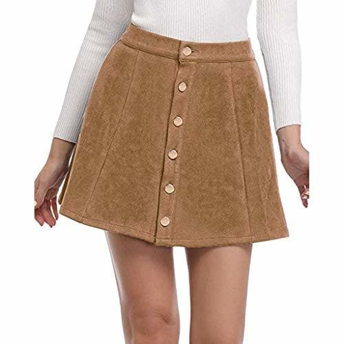 Place Falda con Botones de Terciopelo para Mujer Moda Casual Basica Negocio Oficina