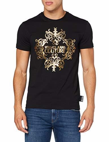 Fashion Versace Jeans Couture Man T-Shirt Camiseta, Negro