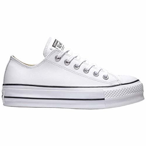 Moda Converse Chuck Taylor CTAS Lift Ox Canvas, Zapatillas para Mujer, Blanco