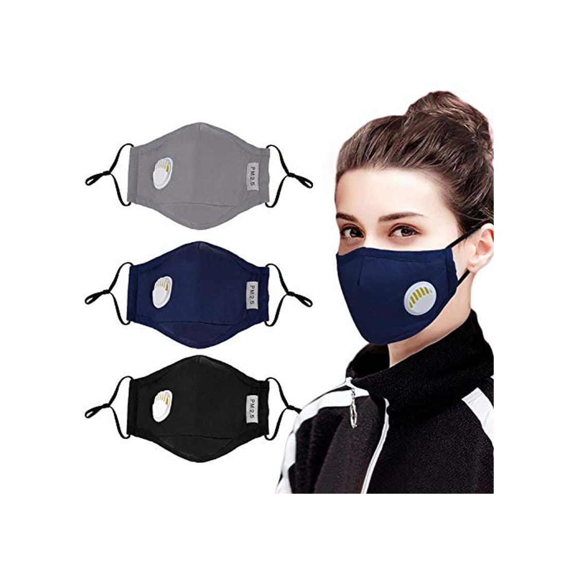 Producto Bageek 3 Piezas Máscaras Bucales Carbón Activado Pm2