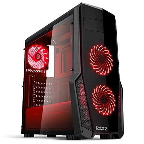 Electrónica Empire Gaming - Caja PC para juegos WarFare negra LED rojo