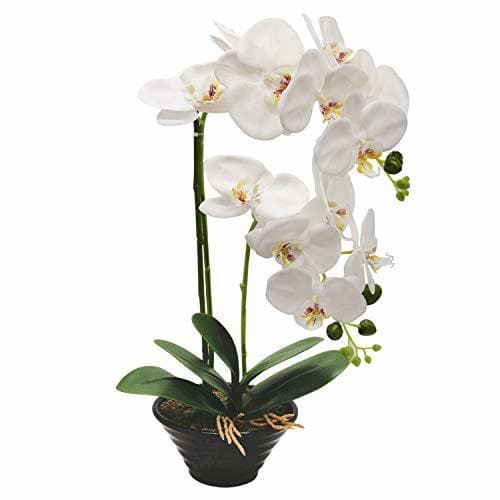 Elemento de la categoría hogar True Holiday Flores Artificiales de orquídea con jarrón de Porcelana Blanca