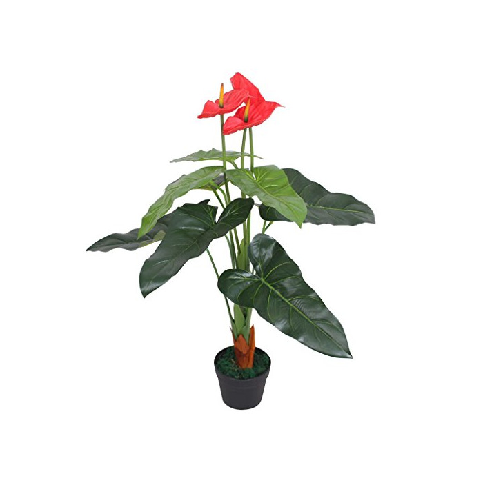 Producto vidaXL Planta de Anturio Artificial con Macetero Roja Amarilla Maceta Plástico