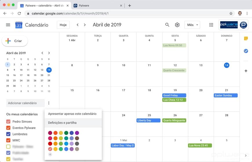 App Calendário Google 