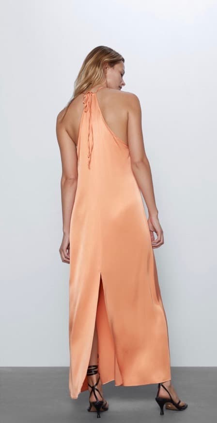 Fashion Vestido acetinado laranja / Zara