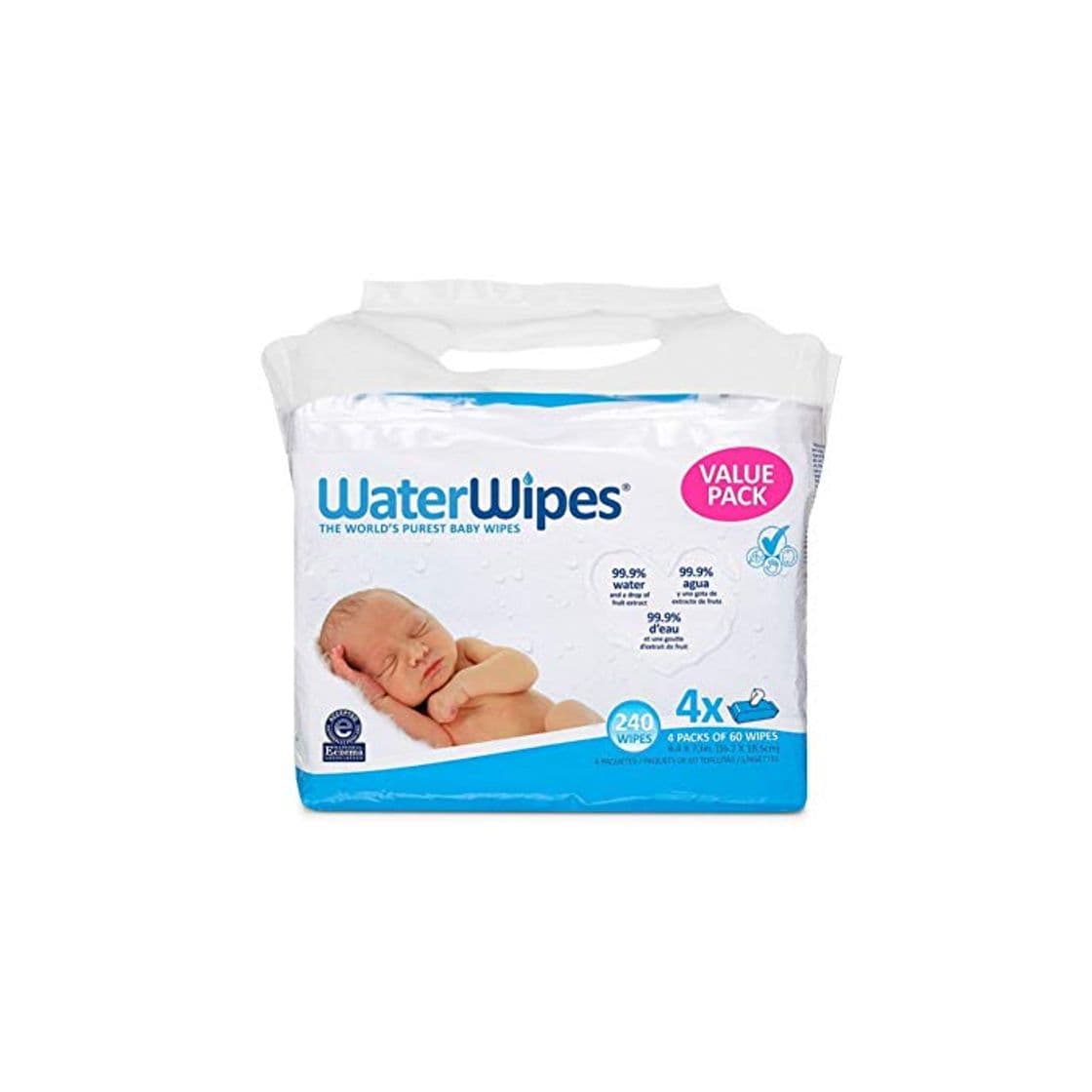 Belleza WaterWipes, paquete de 4 X 60 toallitas