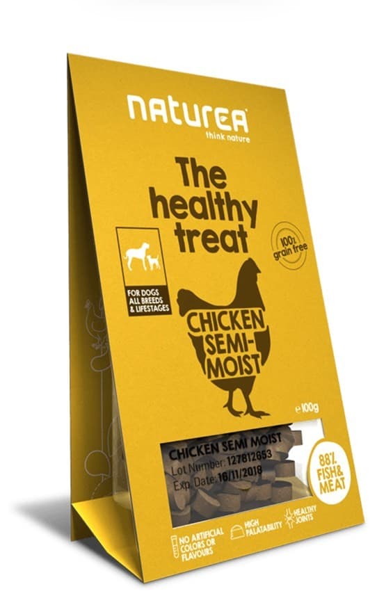 Fashion Naturea Treats semi-húmidos para cães sabor a frango 100gr