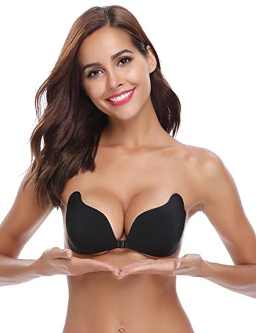 Fashion Abollria Sujetador Adhesivo Invisible Mujer,Bra Silicone Reutilizable Push UP Bra con Gel