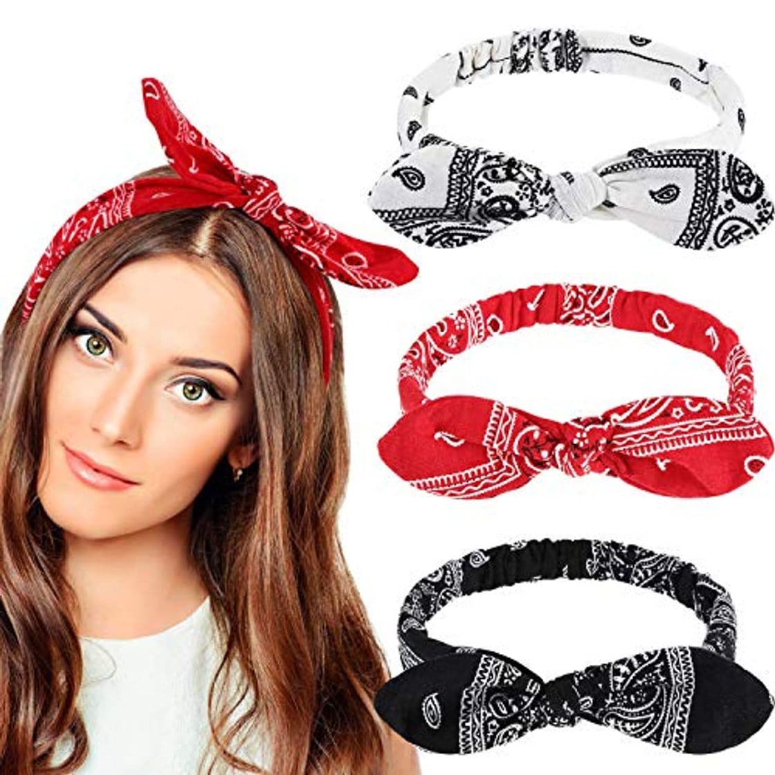 Moda Diadema Bandana de Lazo Bohemia Pañuelo de Cabeza de Nudo Diadema de