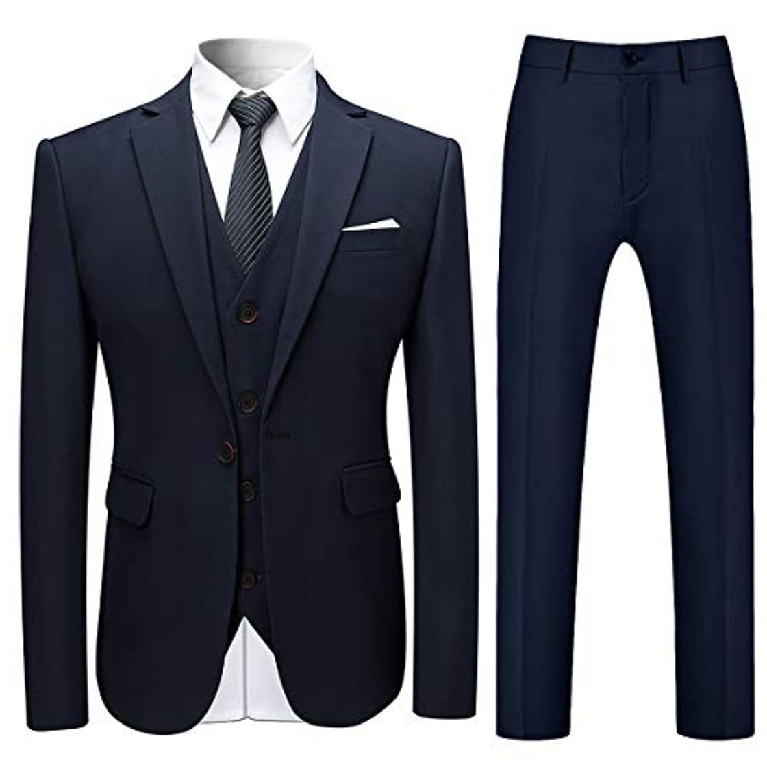 Fashion Trajes para Hombre Traje de Esmoquin de Boda Slim Fit de 3 Piezas para Hombres Un botón Traje Formal Chaqueta Blazer Chalecos Pantalones