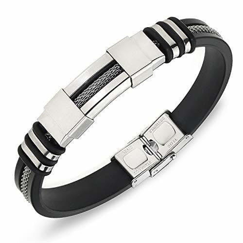 Producto Suyi Pulsera Ajustable De Los Hombres Pulsera De Silicona Brazalete De Acero