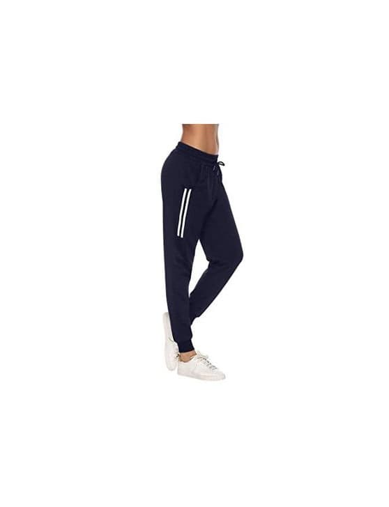 Product Aibrou Pantalones Chándal Raya Mujer Algodón Largos Pantalon