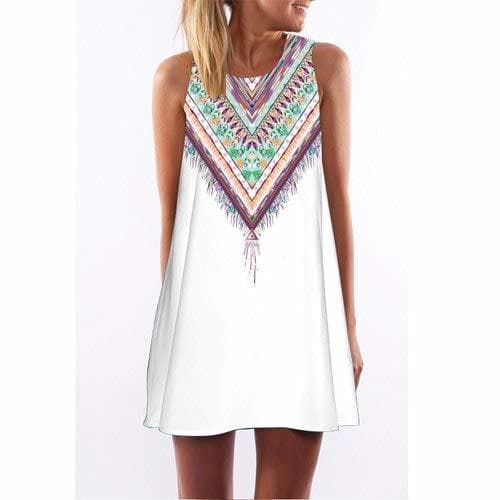 Lugar ASGHILL Boho Women Dresses Casual Summer Floral Print Chiffon Dresses Sleeveless Mini