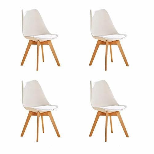 Producto GroBKau Juego de 4 Sillas de Comedor Tulip, Sillas de Comedor Tapizadas,