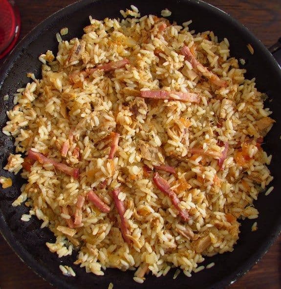 Moda Atum e bacon com arroz