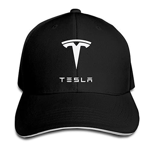 Fashion Bro-Custom Simple Tesla Motors Sandwich Flex Fit Hat Baseball Cap Black