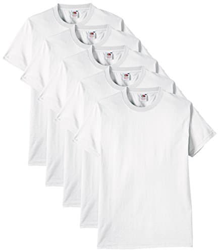 Moda Fruit of the Loom Heavy Cotton tee Shirt 5 Pack Camiseta, Blanco,