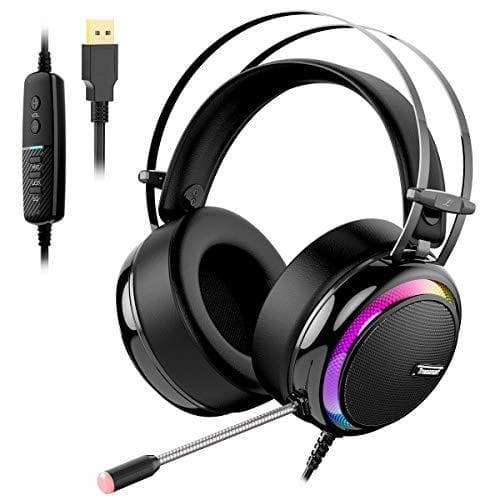 Electrónica Tronsmart Auriculares Gaming Profesional con Micrófono Diadema LED-Glary-Cascos Gaming Sonido Envolvente 7.1-Drivers