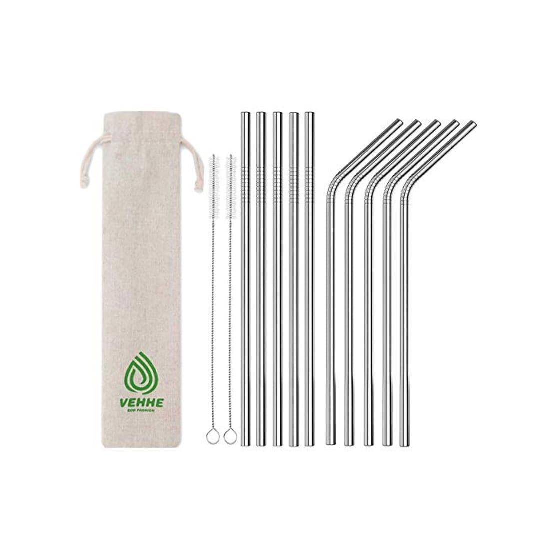 Product VEHHE 10pcs Pajitas Reutilizables,304 Acero Inoxidable Pajitas de Metal,26.5 * 0.6cm para