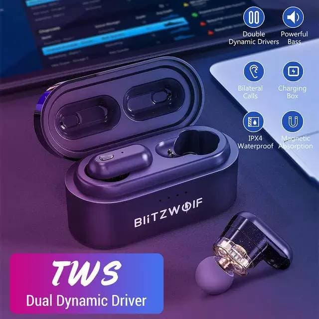 Product Blitzwolf duplo driver dinâmico tws bluetooth v5.0 fone de o