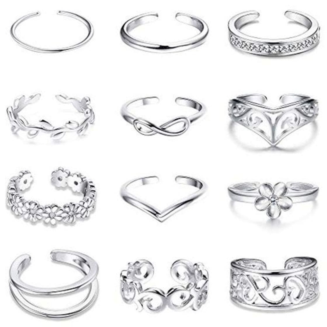 Lugar Milacolato 8-12 Unids Anillos de Dedo Ajustable para Mujeres Chicas Varios Tipos