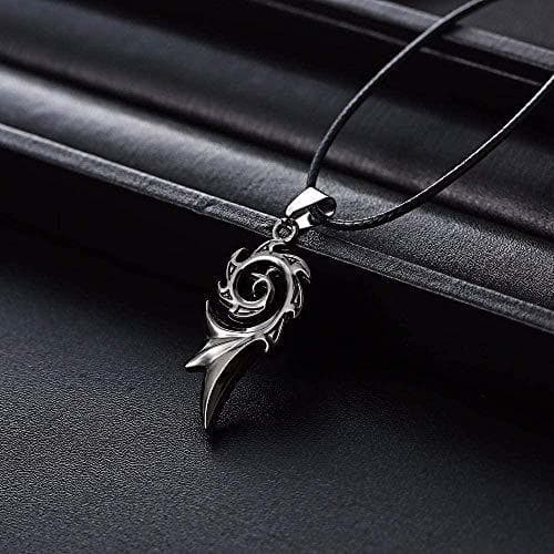 Producto N/C Men s Punk Dragon Flame Titanio Acero Inoxidable Cool Leather Chain