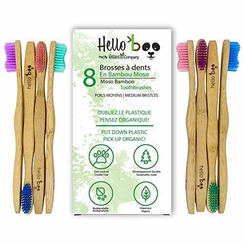 Beauty Cepillo de dientes de bambú para adultos y adolescentes |Juego de 8