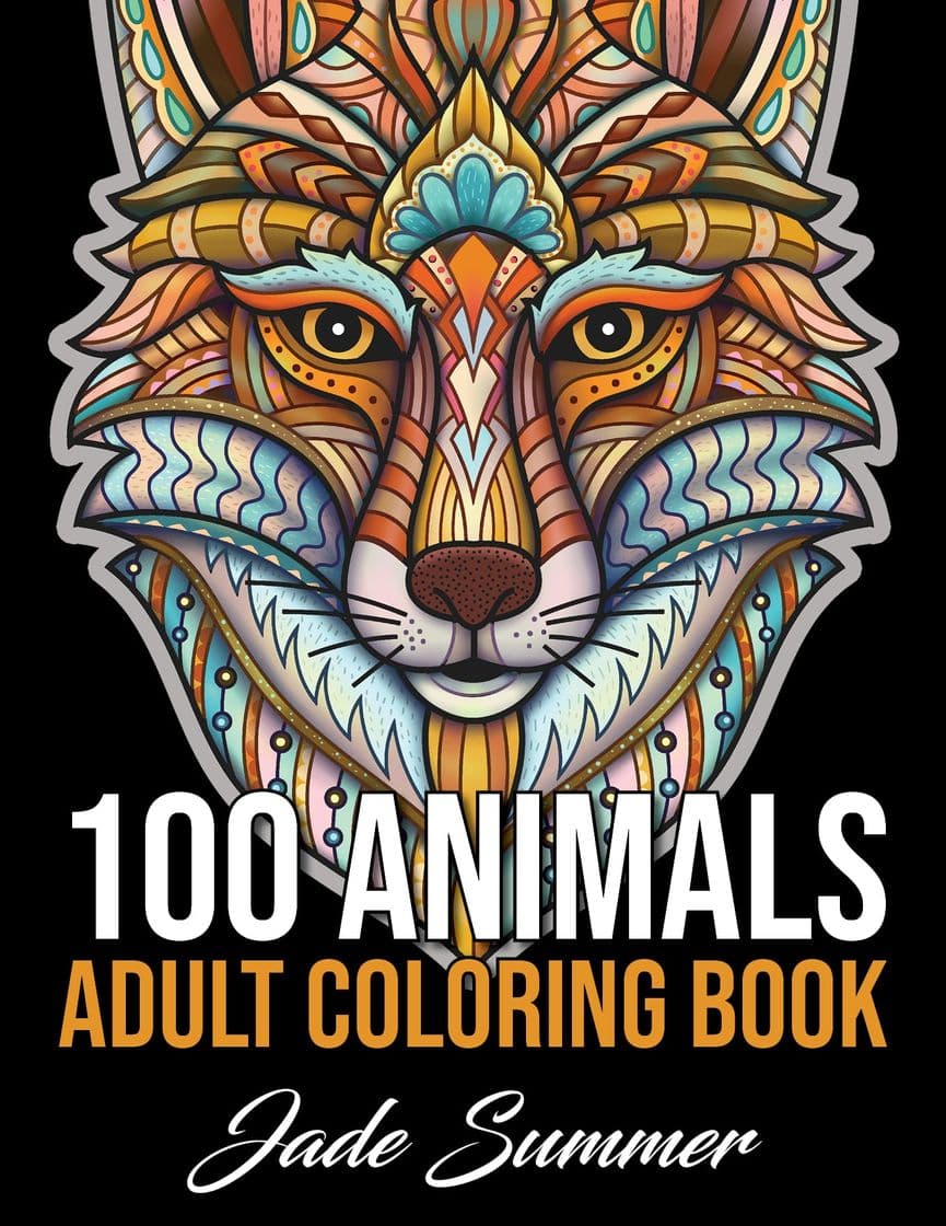 Book 100 Animals. Adult Coloring Book