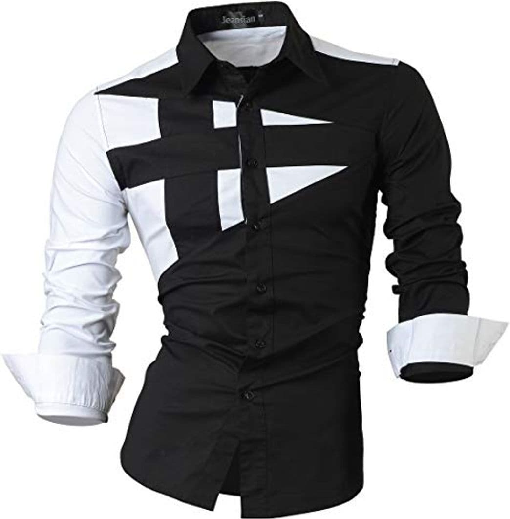 Product jeansian De Manga Larga De Los Hombres De Moda Slim Fit Camisas Men Fashion Shirts 8397 Black M