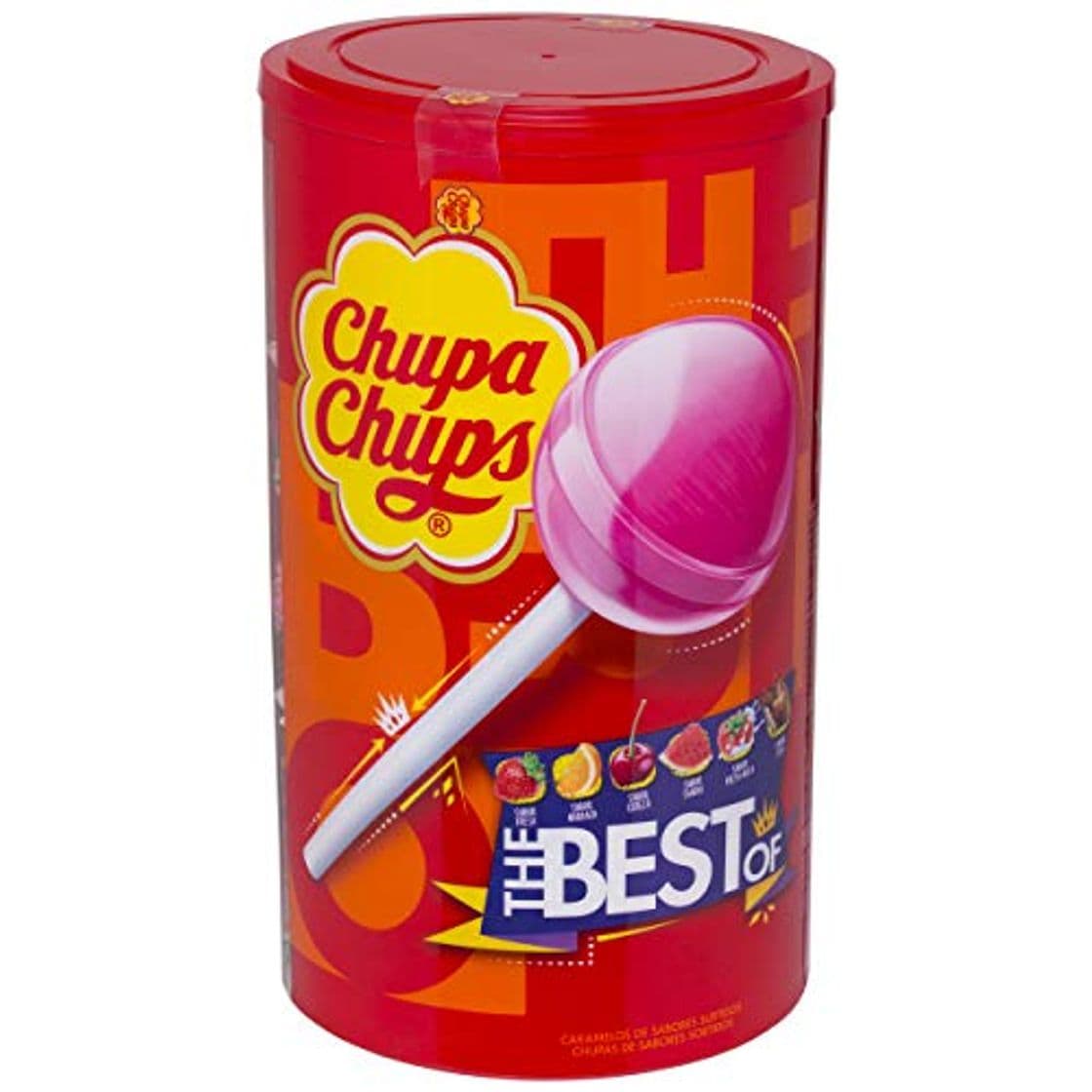 Product Chupa Chups Original, Caramelo con Palo de Sabores Variados, Tubo Eancode de