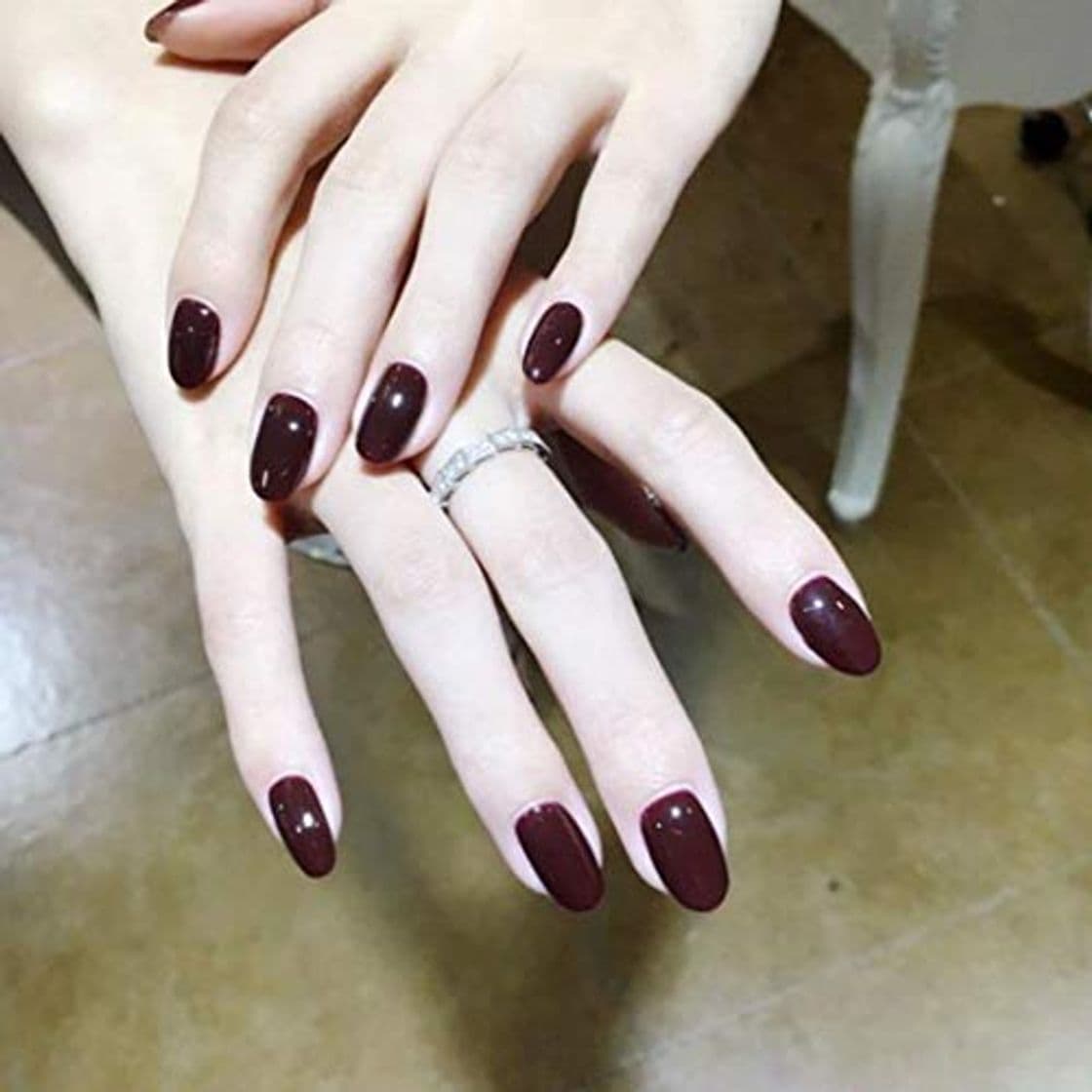 Product Simsly Glossy False Nails Red Wine Press on Nails Bailarina Color puro