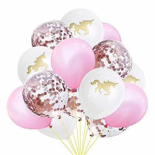 Product Wisilan - Juego de 15 globos de látex decorativos, diseño de unicornio