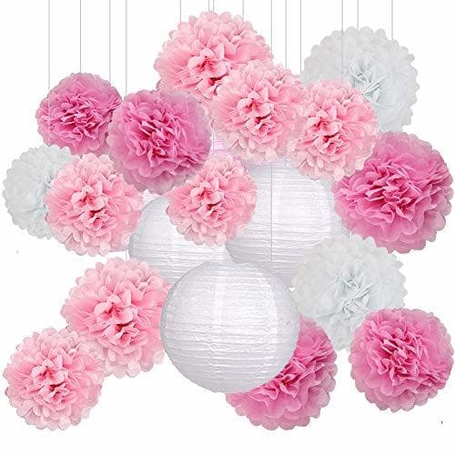 Producto Decoración de Fiesta Pompom Flores,Abanicos de Papel Bola,Kit de Fiesta de Pompones,Papel