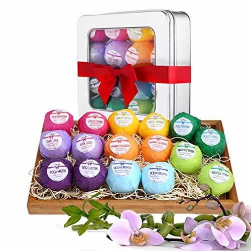 Beauty Bombas de Baño, Sal de Baño con Aceite Esencial Natural 16 PCS,