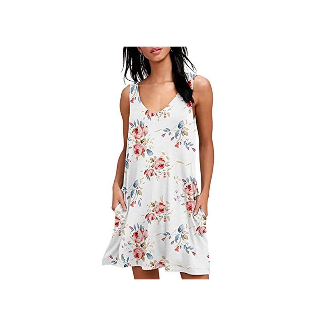 Product Women Short Floral Print Rose Dress For Summer V