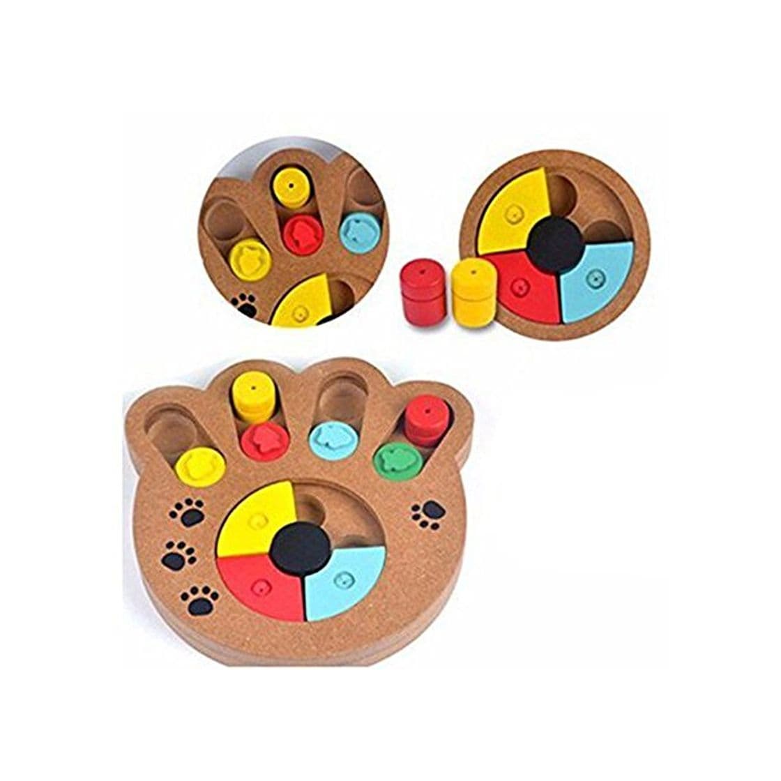 Producto Kuiji Pet Intelligence Toy Interactive Diversión Hide and Seek Alimentos Tratados de Madera Pet Paw Puzzle Juguete para Perros pequeños y Gatos