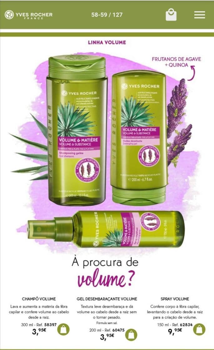 Producto Yves rocher para dar volume ao teu cabelo