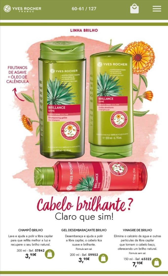 Producto Yves Rocher cabelo brilhante?