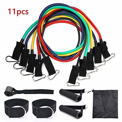 Product ZZTWA Exercise Resistance Bands 11pcs Set with 5 Fitness Tubes