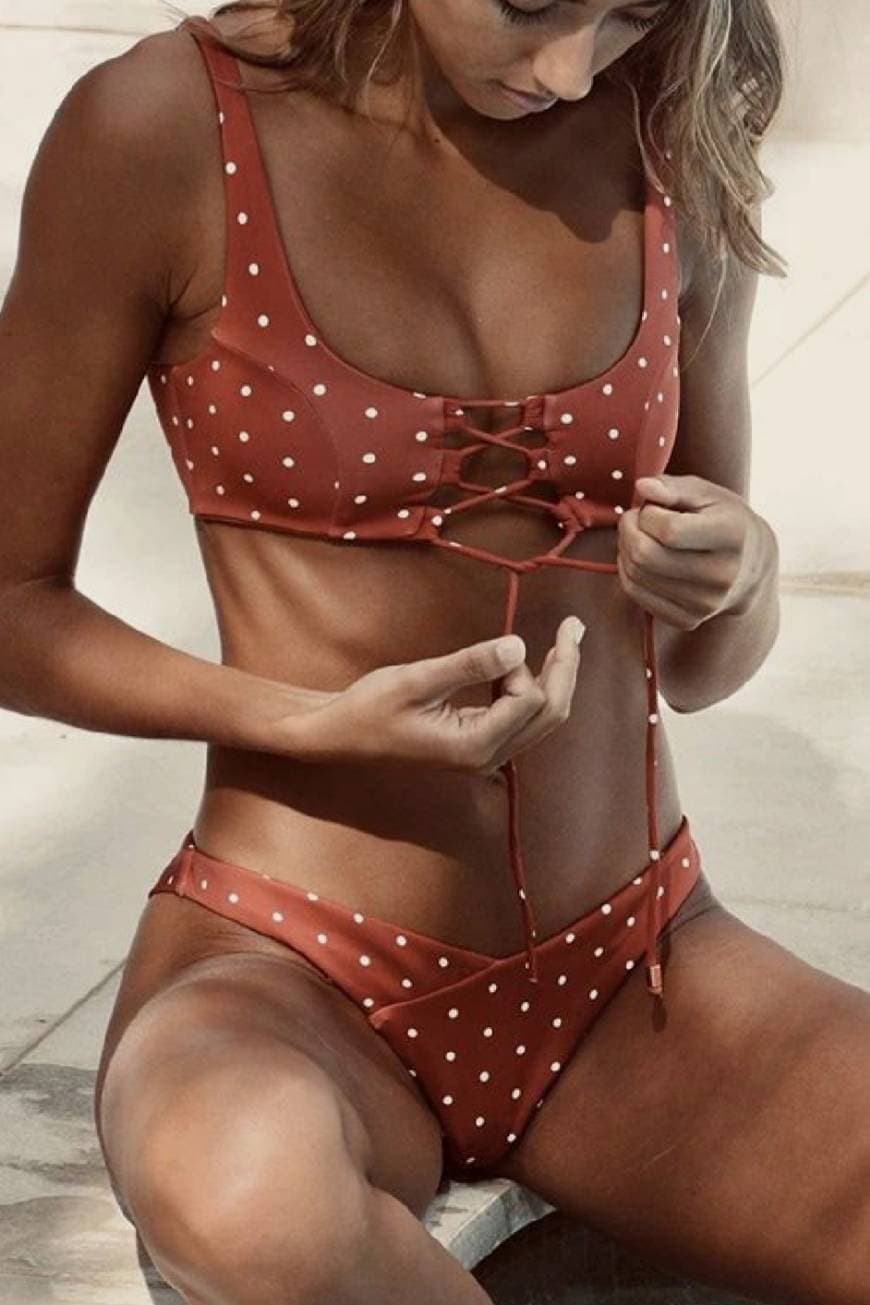 Producto Dot Print Lace Up Bikini Set