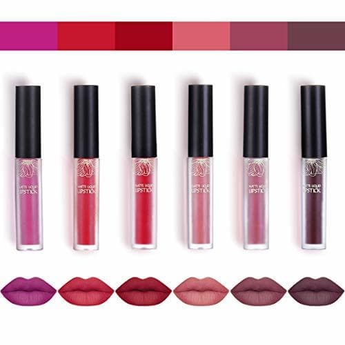 Beauty Luckyfine 6 Piezas Lápiz Labial Líquido Mate de Larga Duración Kit de