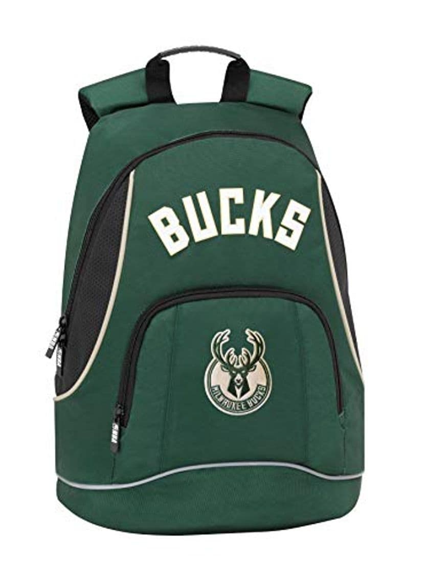 Fashion NBA Milwaukee Bucks - Mochila americana con 2 cremalleras - Escuela