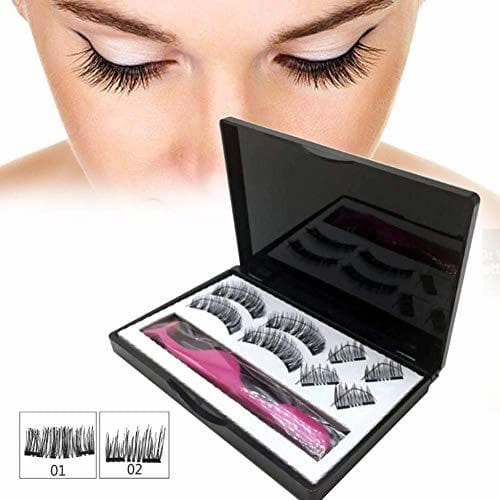 Beauty Beaviety 8PCS pestañas Falsas 3D pestañas Hechas a Mano Reutilizables magnéticas Trabajo