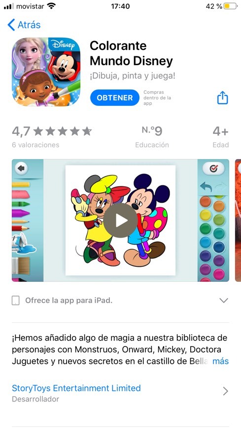 App ‎Colorante Mundo Disney