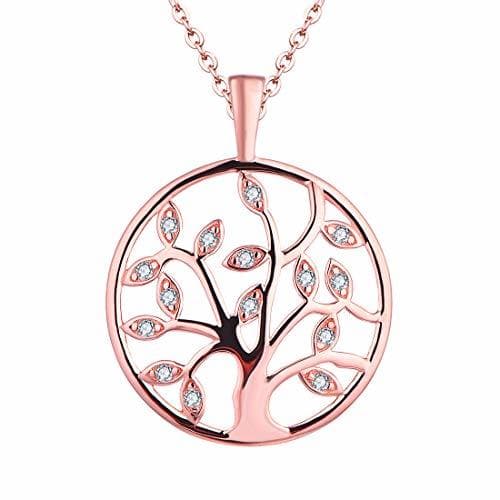 Fashion starchenie Collar para Mujer Árbol de la Vida Oro Rosa Plata 925